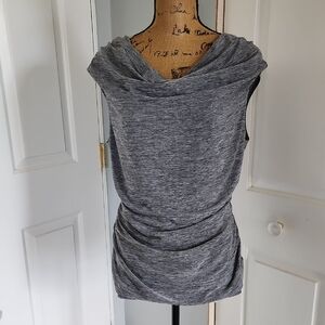 AB Studio Gray Asymmetrical Ruched Tank Top